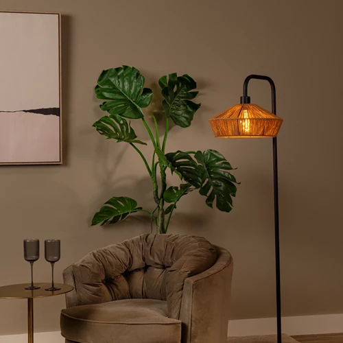 Lucide YUNKAI - Lampadaire - Ø 40 cm - 1xE27 - Naturel - ambiance 1